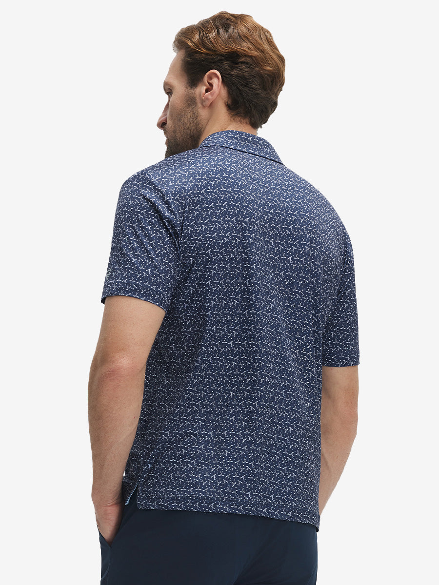 4 Way Stretch Print Collared Polo Shirts