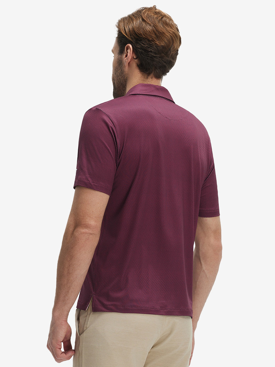 4 Way Stretch Print Collared Polo Shirts