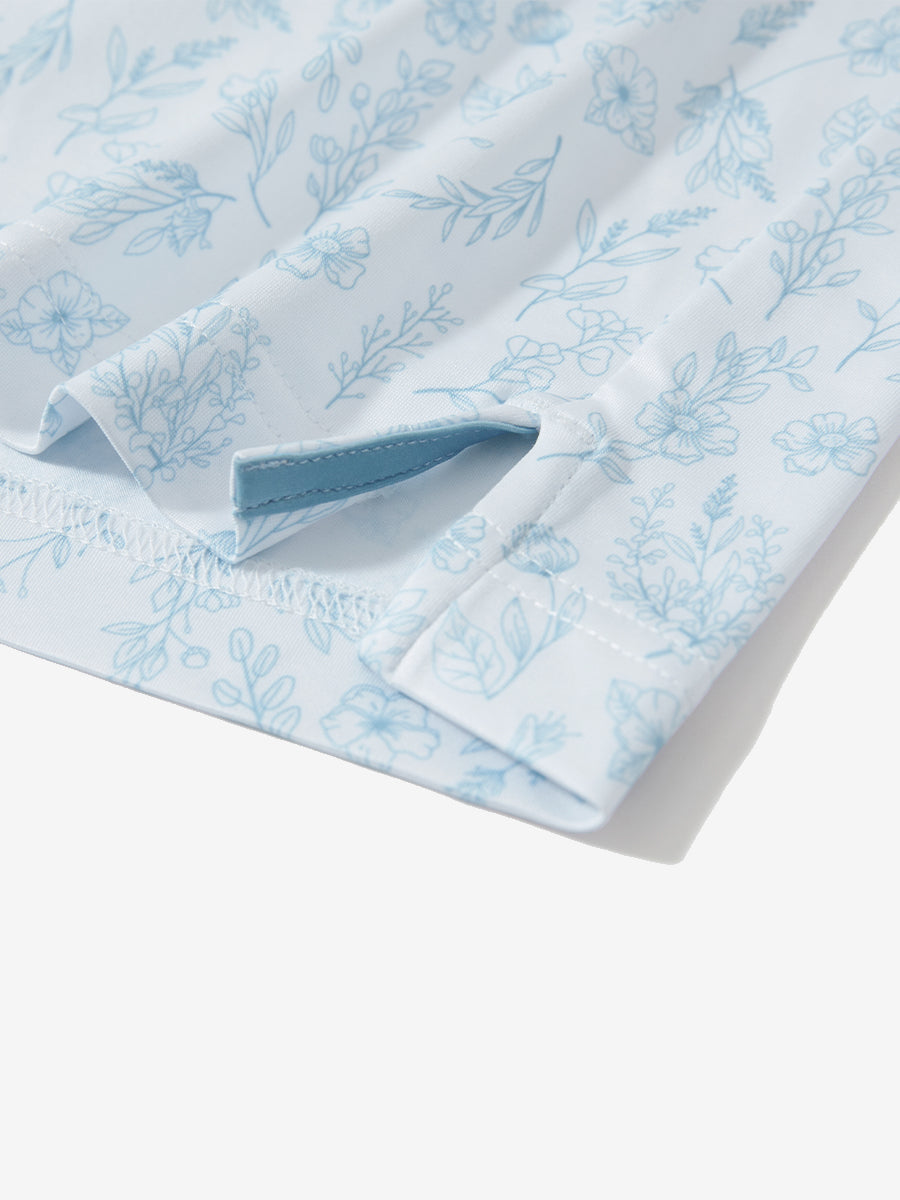 Stretch Printed Collarless Henley Golf Shirts