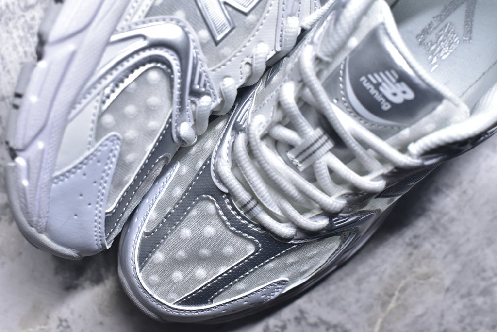 New Balance 530 Silver White Polka Dot Mesh Retro Dad Sneaker – Unisex | Style No. MR530HFW