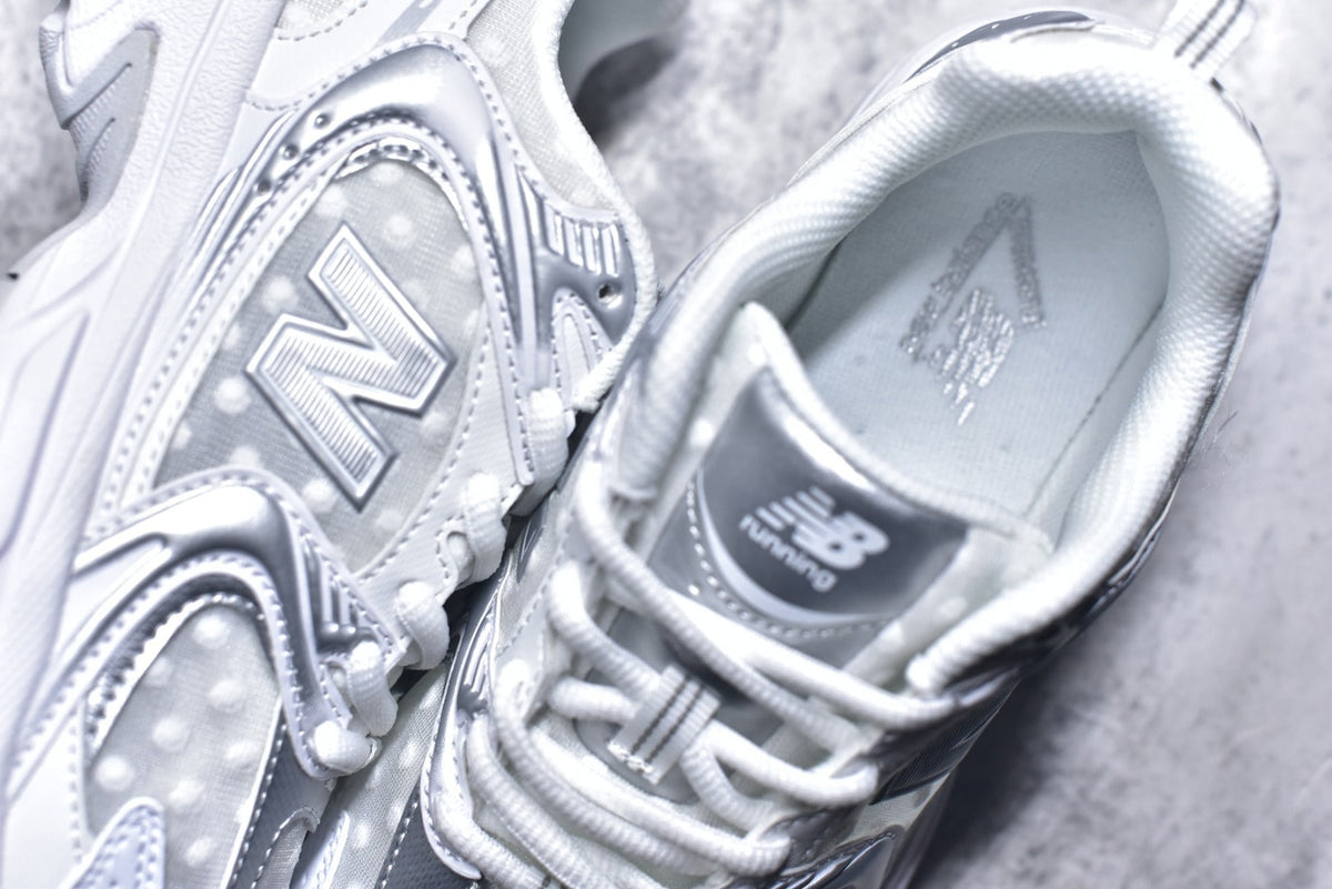 New Balance 530 Silver White Polka Dot Mesh Retro Dad Sneaker – Unisex | Style No. MR530HFW