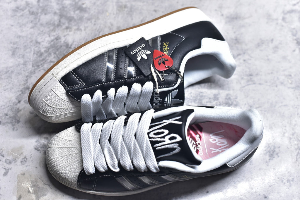 Korn x Adidas Originals Superstar Black White Shell Toe Low-Top Sneaker – Unisex | Style No. IH1313