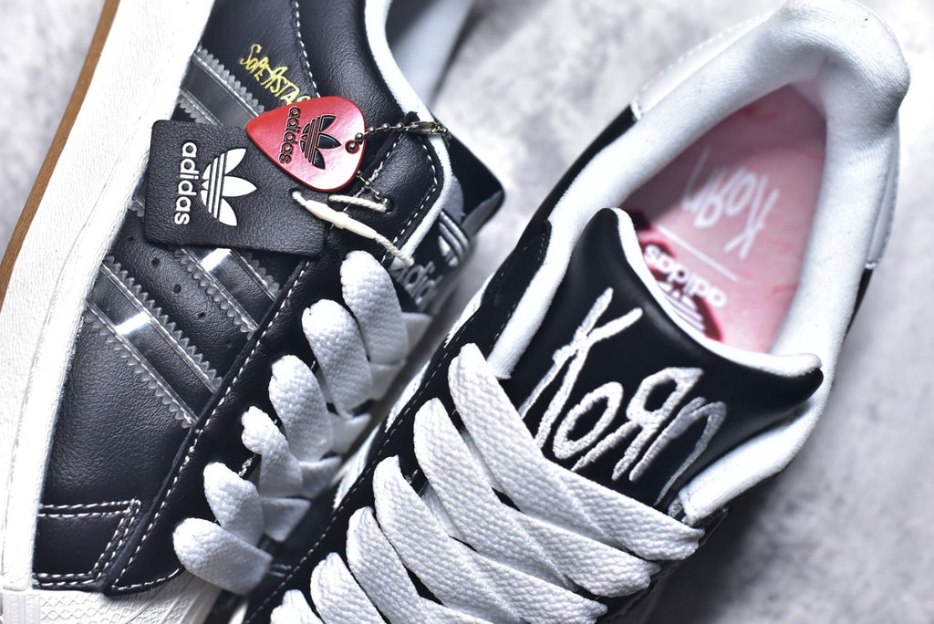 Korn x Adidas Originals Superstar Black White Shell Toe Low-Top Sneaker – Unisex | Style No. IH1313